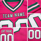 Custom Pink White-Kelly Green Authentic Football Jersey detail