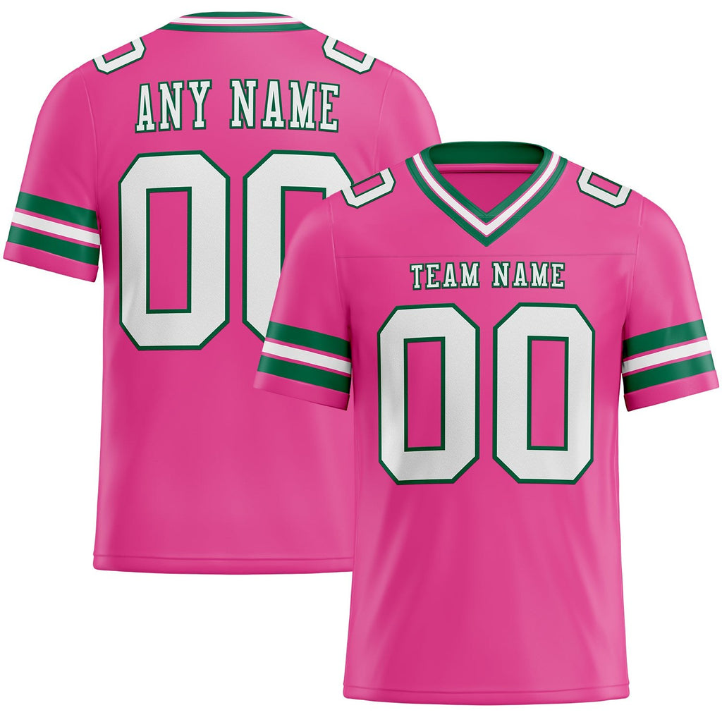 Custom Pink White-Kelly Green Authentic Football Jersey photo 1