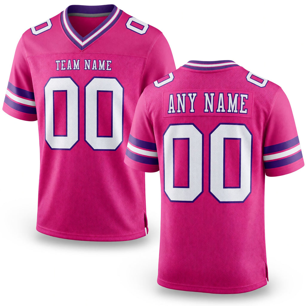 Custom Pink White-Purple Authentic Football Jersey