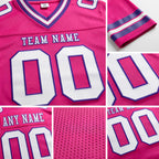Custom Pink White-Purple Authentic Football Jersey detail