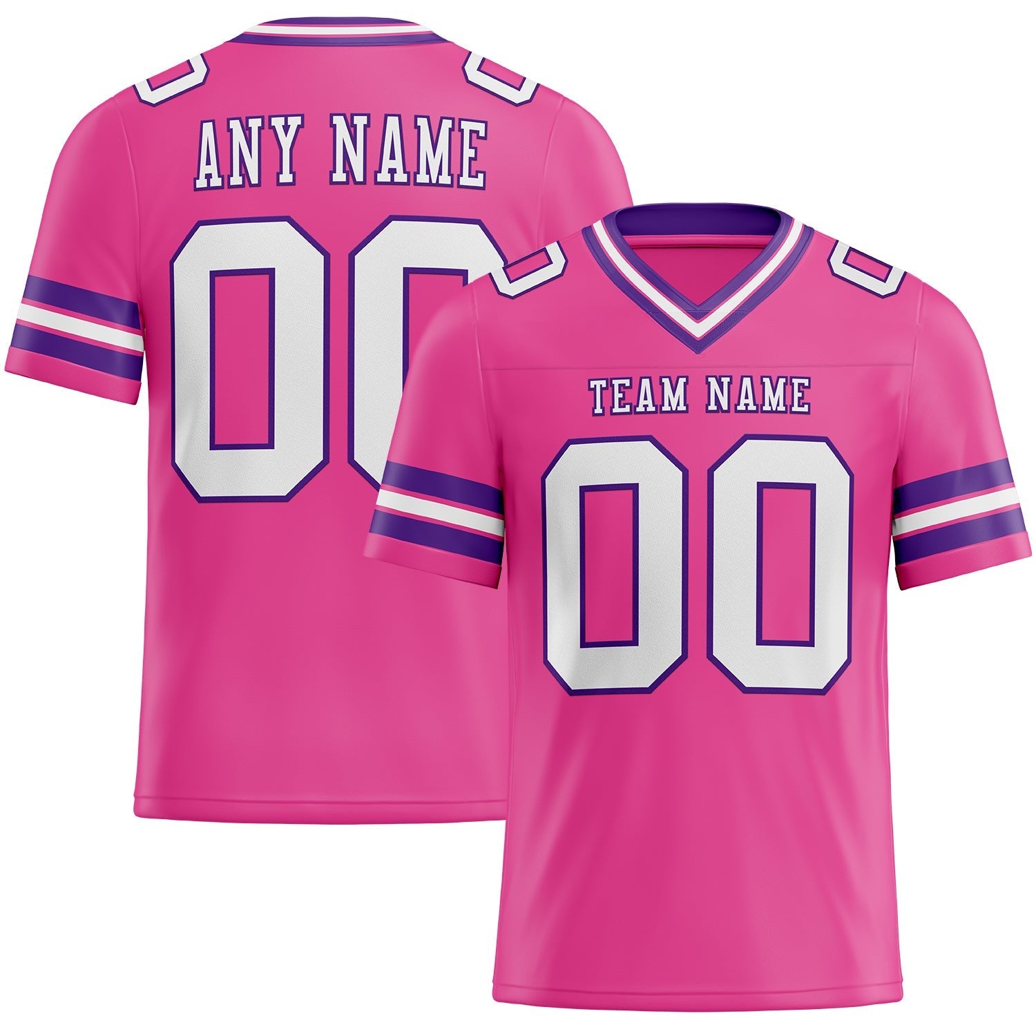 Custom Pink White-Purple Authentic Football Jersey photo 1