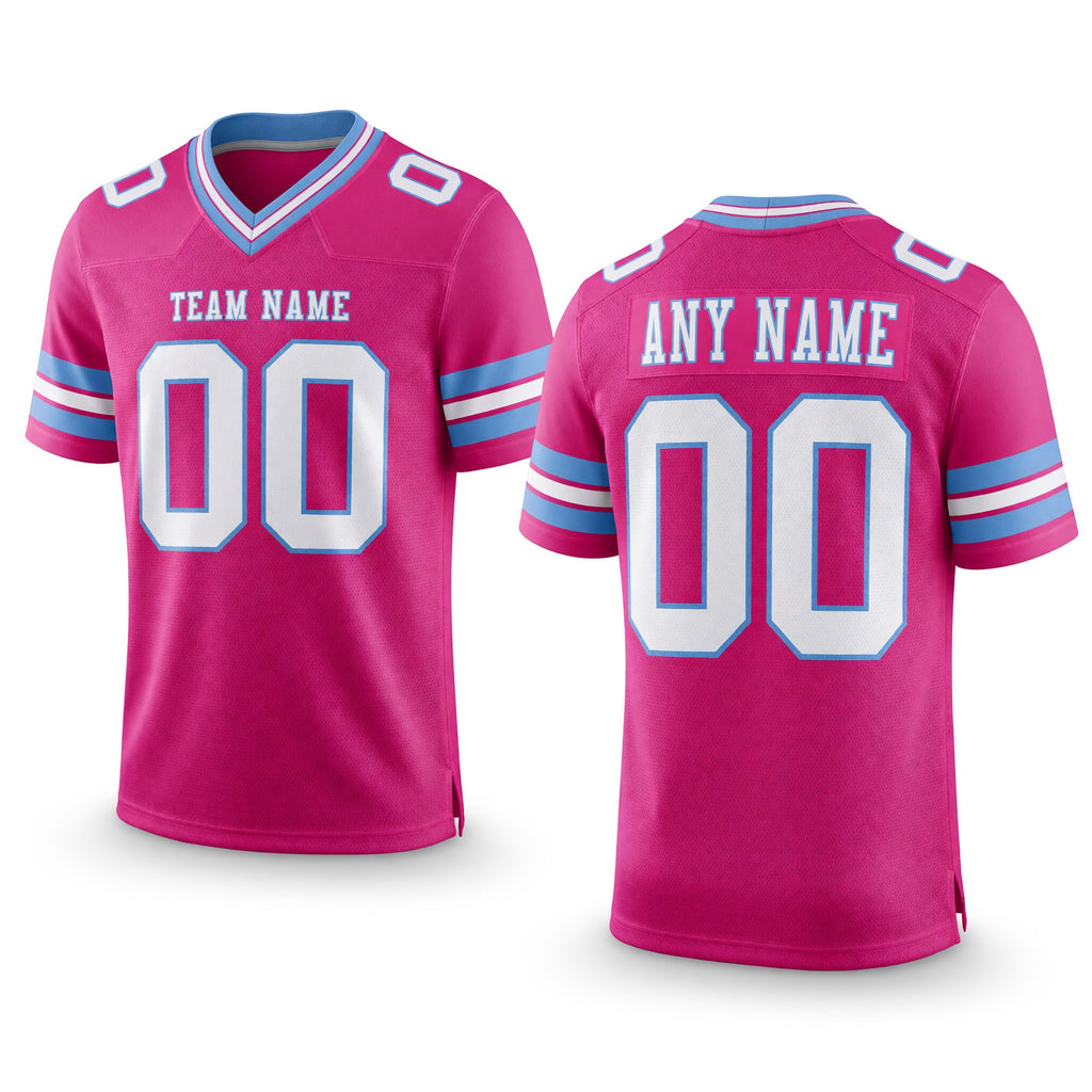 Custom Pink White-Light Blue Authentic Football Jersey