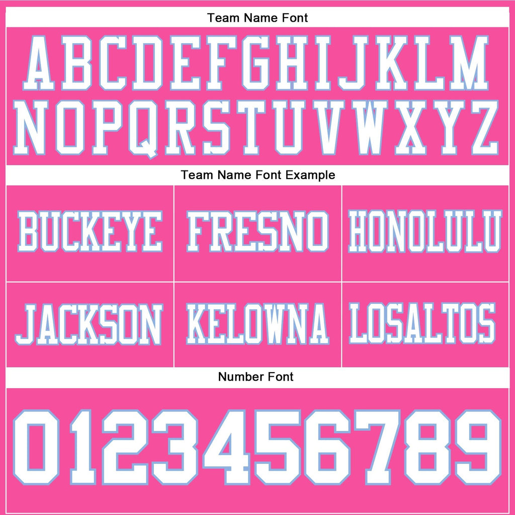 Custom Pink White-Light Blue Authentic Football Jersey photo 2