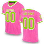 Custom Pink Neon Green-White Mesh Authentic Throwback Football Jersey