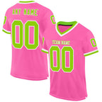 Custom Pink Neon Green-White Mesh Authentic Throwback Football Jersey photo 1