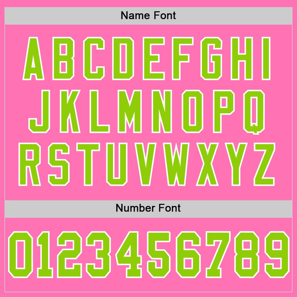 Custom Pink Neon Green-White Mesh Authentic Throwback Football Jersey photo 3