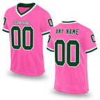 Custom Pink Green-White Mesh Authentic Throwback Football Jersey