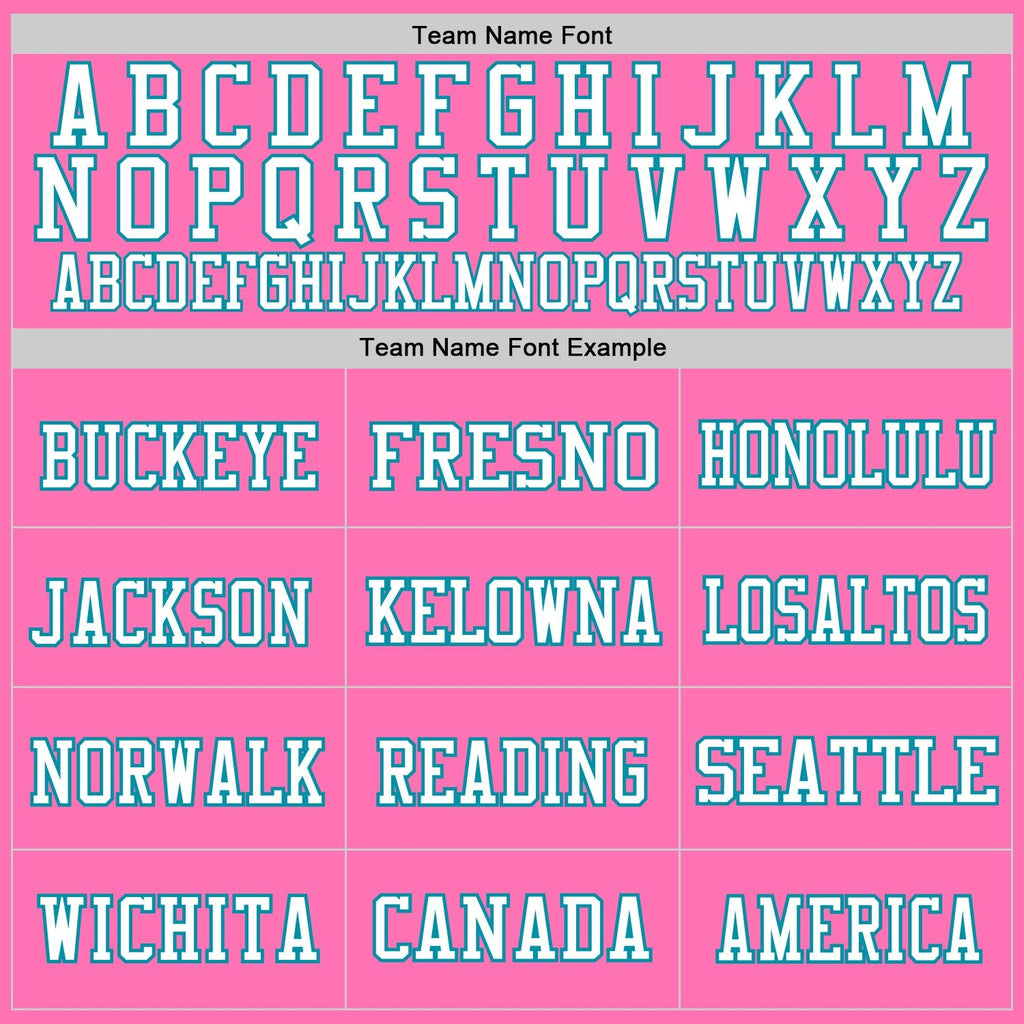 Custom Pink Teal-White Mesh Authentic Throwback Football Jersey photo 2