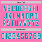 Custom Pink Teal-White Mesh Authentic Throwback Football Jersey photo 3