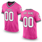 Custom Pink White-Black Mesh Authentic Throwback Football Jersey