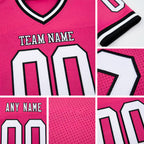 Custom Pink White-Black Mesh Authentic Throwback Football Jersey detail