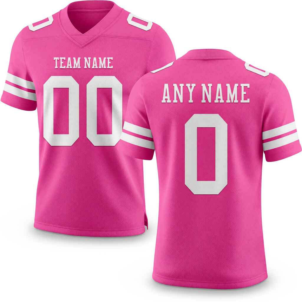 Custom Pink White Authentic Football Jersey