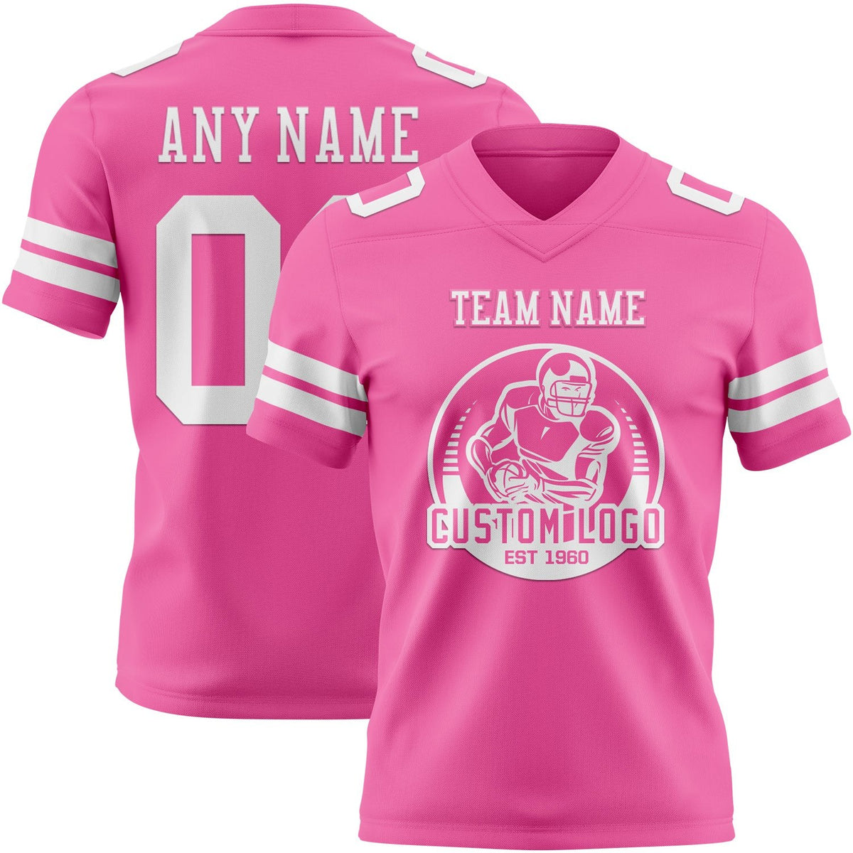 Custom Pink White Authentic Football Jersey photo 2