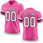 Custom Pink White-Black Authentic Football Jersey