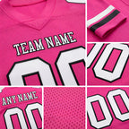 Custom Pink White-Black Authentic Football Jersey detail