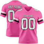 Custom Pink White-Black Authentic Football Jersey photo 1