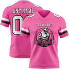 Custom Pink White-Black Authentic Football Jersey photo 2