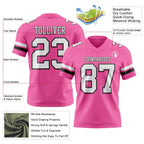 Custom Pink White-Black Authentic Football Jersey photo 3