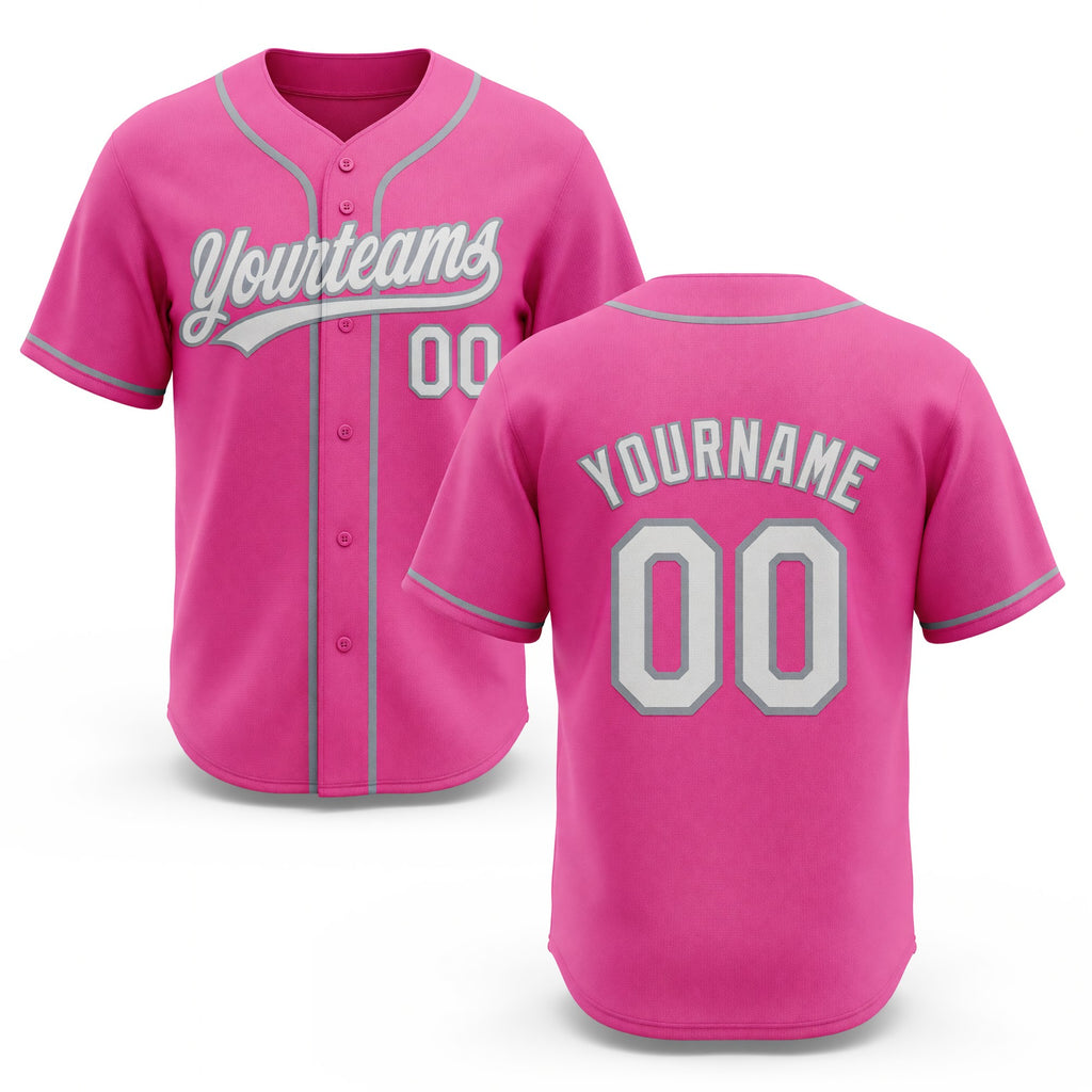 Custom Stitched Pink White-Gray Baseball Pullover Sweatshirt Hoodie