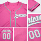 Custom Stitched Pink White-Gray Baseball Pullover Sweatshirt Hoodie detail