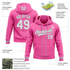Custom Stitched Pink White-Gray Baseball Pullover Sweatshirt Hoodie photo 2
