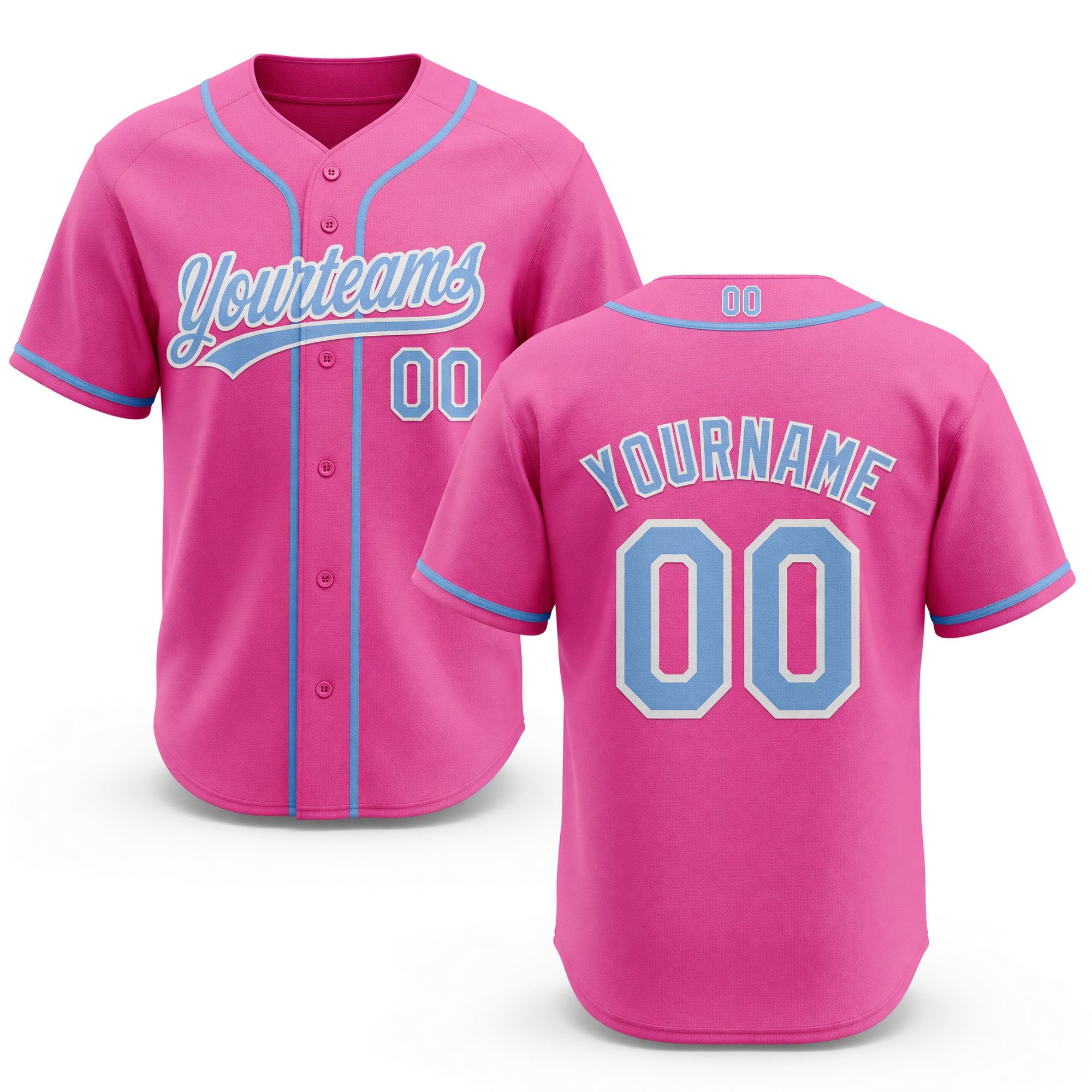 Custom Stitched Pink Light Blue-White Baseball Pullover Sweatshirt Hoodie