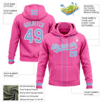 Custom Stitched Pink Light Blue-White Baseball Pullover Sweatshirt Hoodie photo 2