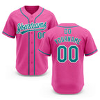 Custom Stitched Pink Teal-White Baseball Pullover Sweatshirt Hoodie