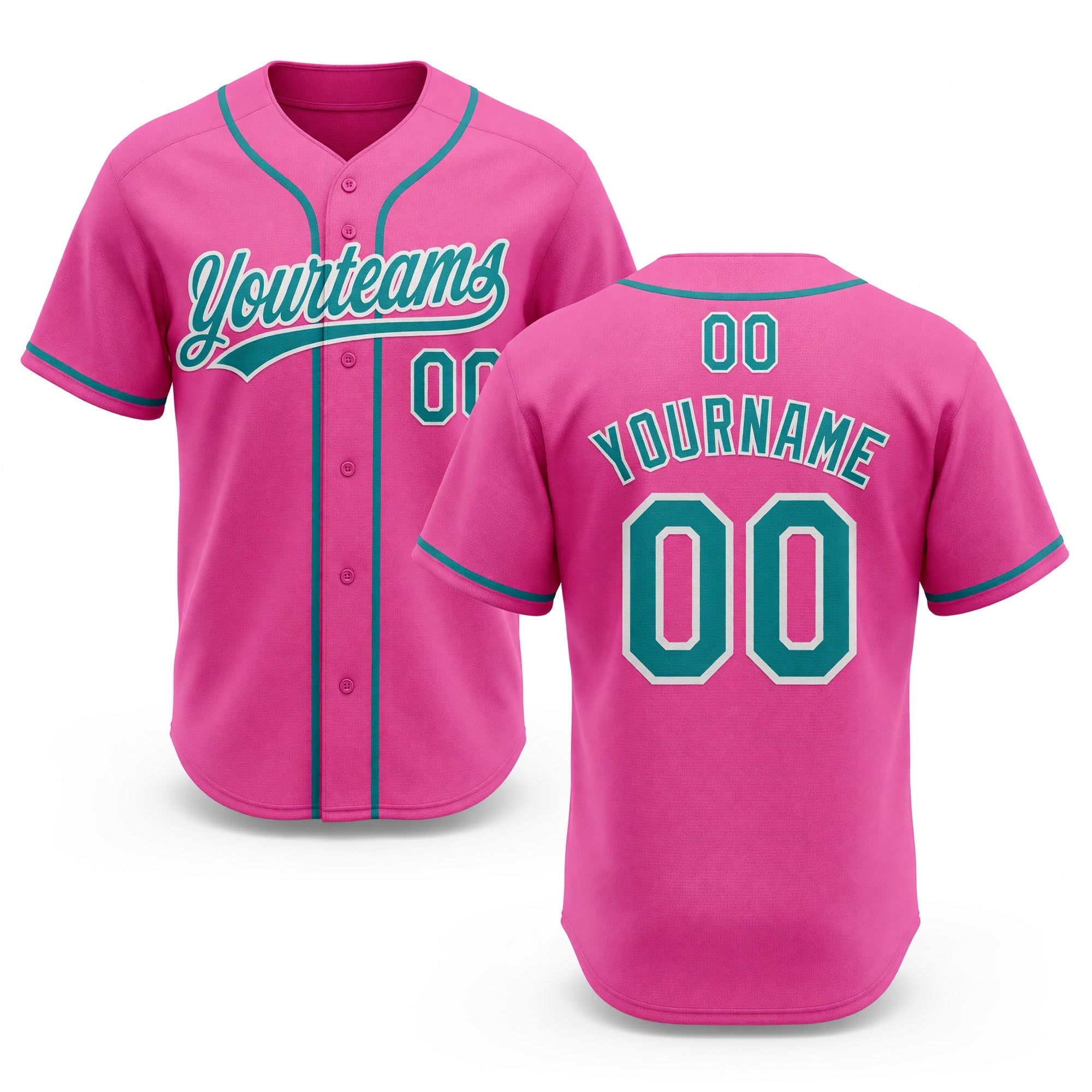 Custom Stitched Pink Teal-White Baseball Pullover Sweatshirt Hoodie
