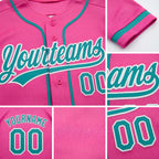 Custom Stitched Pink Teal-White Baseball Pullover Sweatshirt Hoodie detail