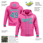 Custom Stitched Pink Teal-White Baseball Pullover Sweatshirt Hoodie photo 2