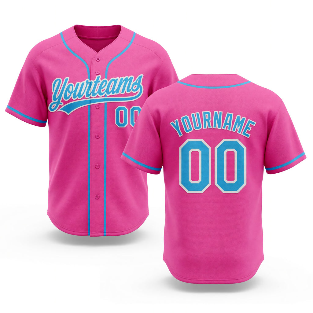 Custom Stitched Pink Sky Blue-White Baseball Pullover Sweatshirt Hoodie