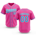 Custom Stitched Pink Sky Blue-White Baseball Pullover Sweatshirt Hoodie