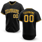 Custom Black Gold-White Baseball Jersey