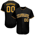 Custom Black Gold-White Baseball Jersey photo 1