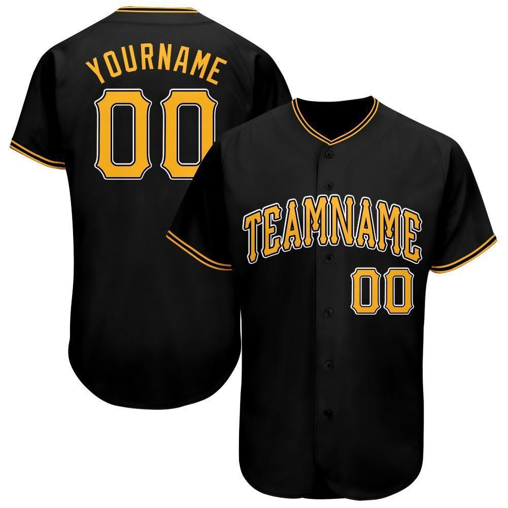 Custom Black Gold-White Baseball Jersey photo 1