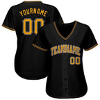 Custom Black Gold-White Baseball Jersey photo 3
