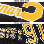 Custom Black Gold-White Baseball Jersey photo 6