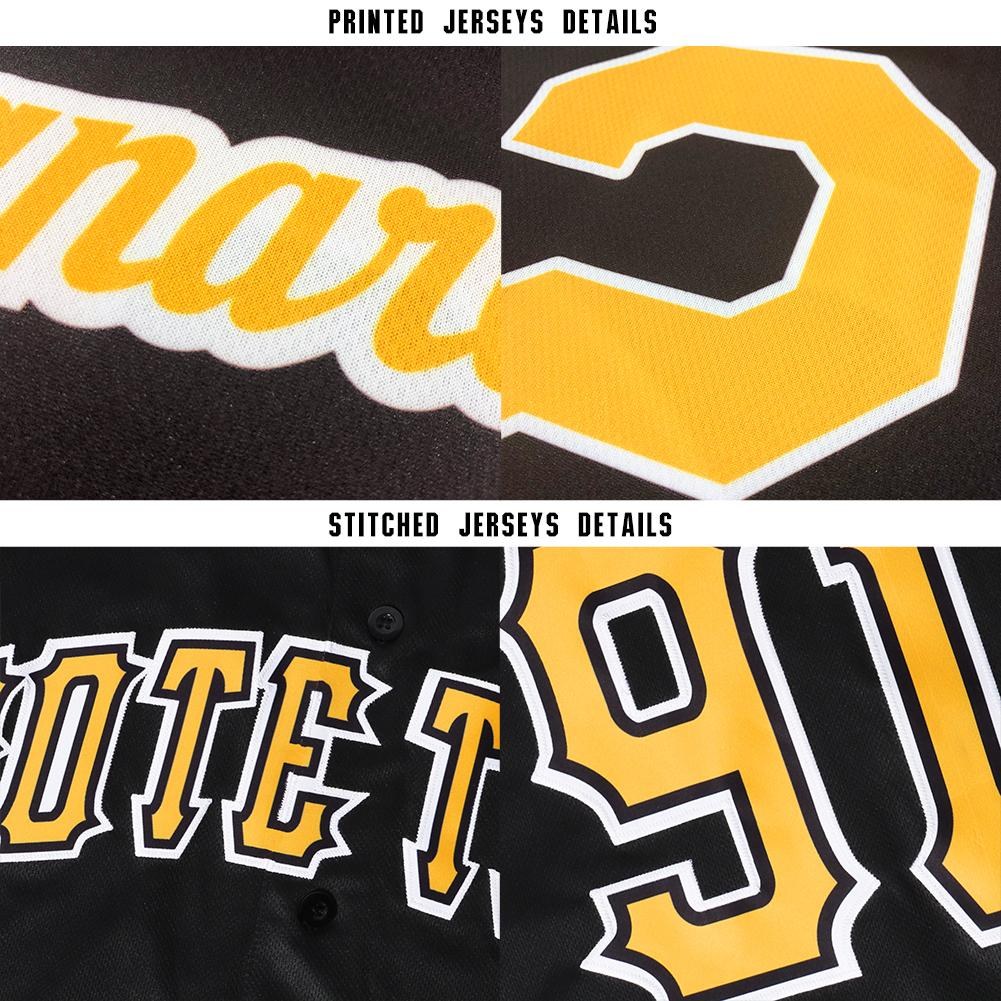Custom Black Gold-White Baseball Jersey photo 6
