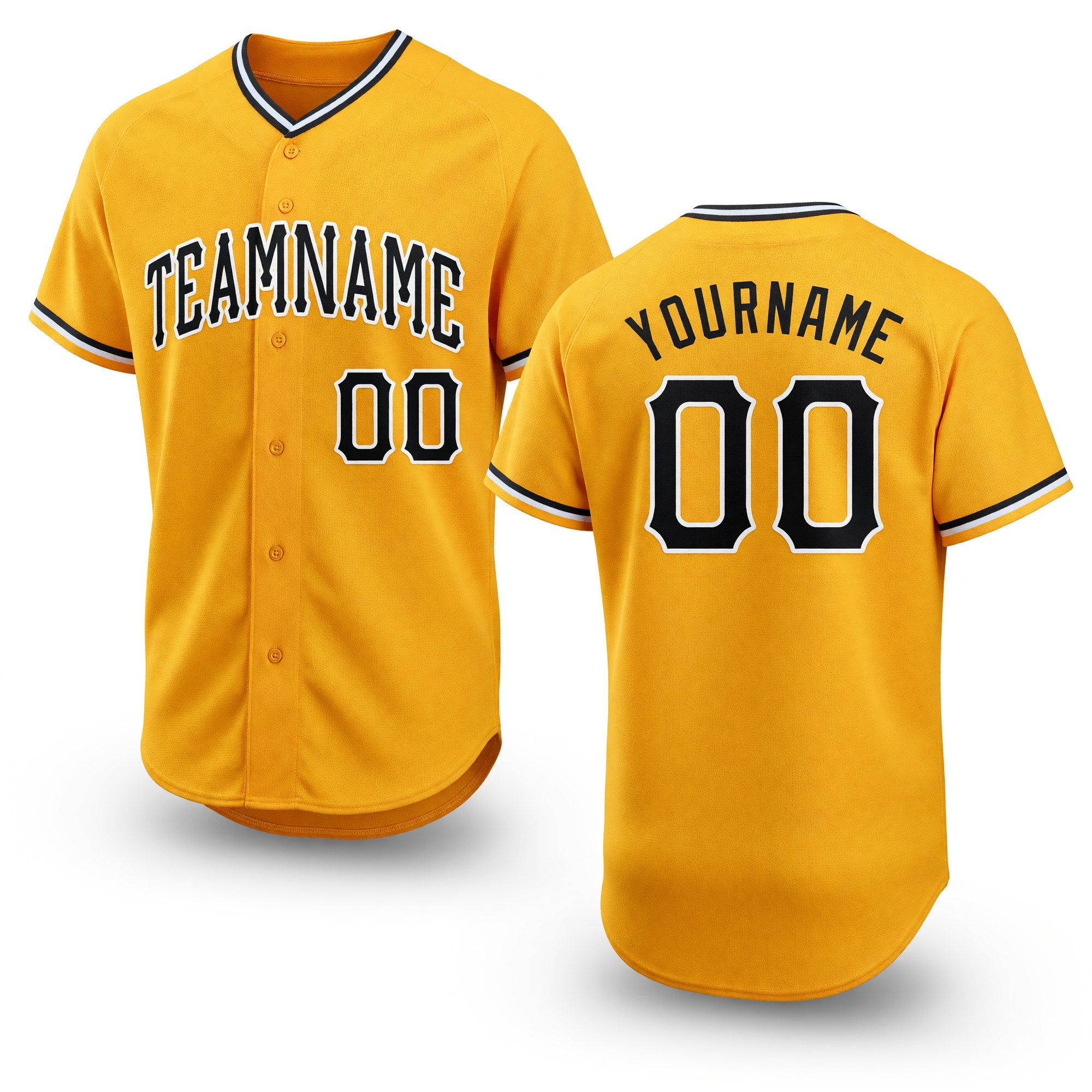 Custom Gold Black-White Baseball Jersey