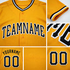 Custom Gold Black-White Baseball Jersey detail