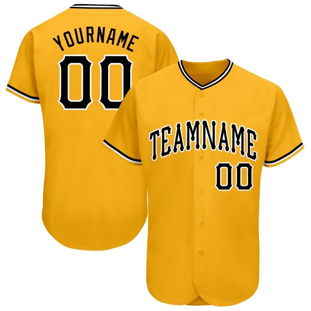 Custom Gold Black-White Baseball Jersey photo 1