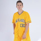 Custom Gold Black-White Baseball Jersey photo 2