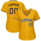 Custom Gold Black-White Baseball Jersey photo 3