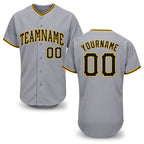 Custom Gray Black-Gold Baseball Jersey