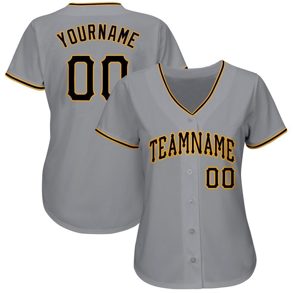 Custom Gray Black-Gold Baseball Jersey photo 1