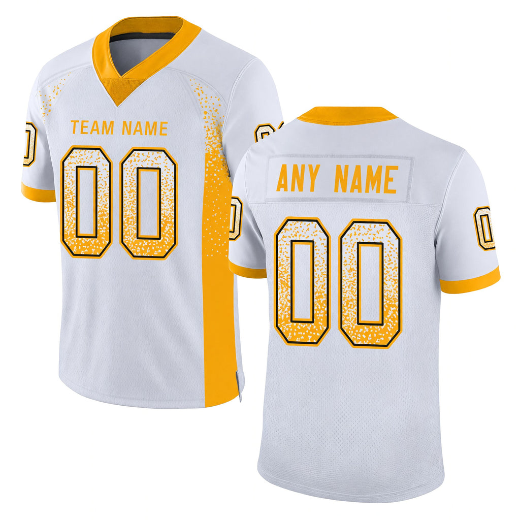 Custom White Gold-Black Drift Fashion Football Jersey
