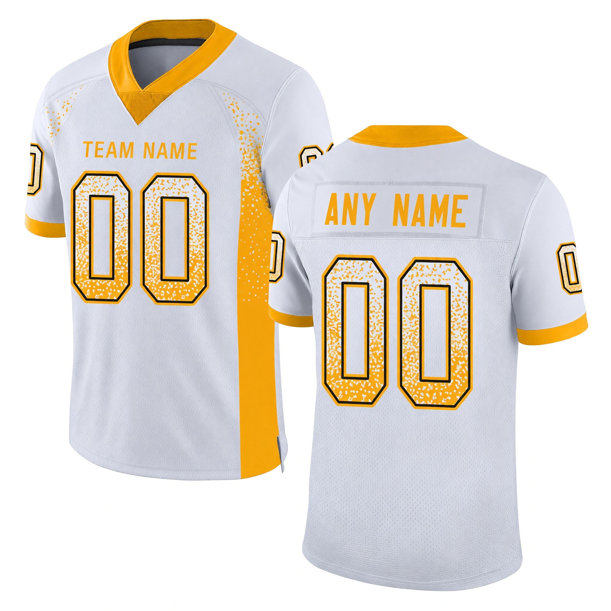 Custom White Gold-Black Drift Fashion Football Jersey