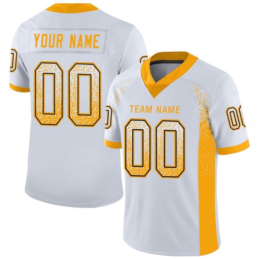 Custom White Gold-Black Drift Fashion Football Jersey photo 1