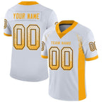 Custom White Gold-Black Drift Fashion Football Jersey photo 1